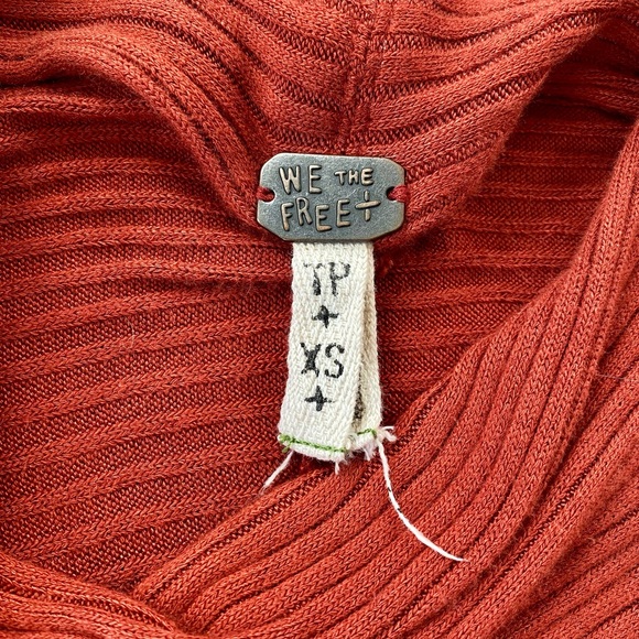 Free People Lover Rust Ribbed Split Back Pullover - Picture 7 of 8